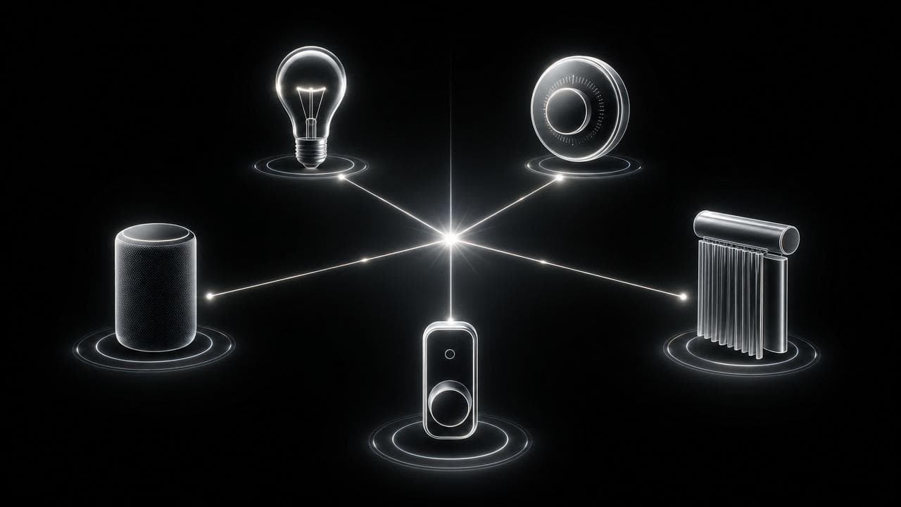 Ambiente residencial de alto padrão com iluminação e climatização automatizadas